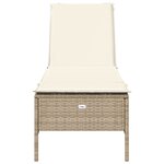 vidaXL Chaise longue avec coussin beige résine tressée