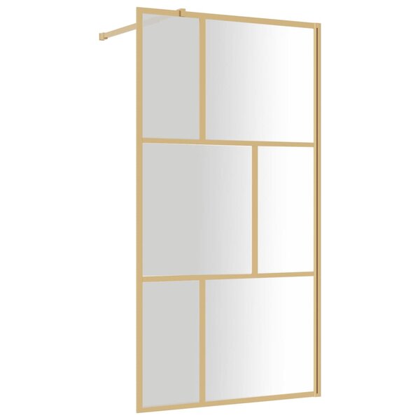 vidaXL Paroi de douche avec verre ESG transparent doré 115x195 cm