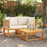 vidaXL Canapés d'angle de jardin et coussins 2Pièces bois massif d'acacia