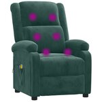 vidaXL Fauteuil électrique de massage Vert foncé velours