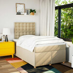 vidaXL Sommier à lattes de lit avec matelas crème 120x190 cm tissu