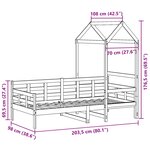 vidaXL Lit de jour avec toit blanc 90x200 cm bois de pin massif