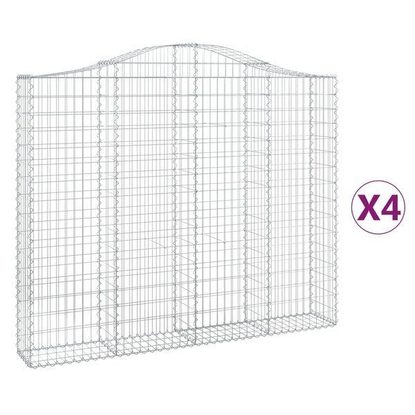 vidaXL Paniers à gabions arqués 4 Pièces 200x30x160/180 cm Fer galvanisé