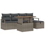 Set de Canapé de Jardin 6 Pièces avec Coussins Gris Rattan Poly