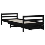 vidaXL Cadre de lit enfant avec tiroirs noir 90x200 cm bois pin massif