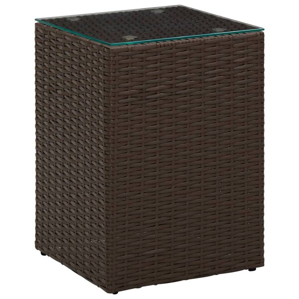 vidaXL Table d'appoint dessus verre Marron 35x35x52 cm Résine tressée