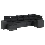vidaXL Salon de jardin 7 Pièces avec coussins noir résine tressée