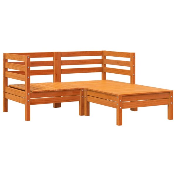 vidaXL Canapé de jardin 2 places repose-pied cire marron bois massif