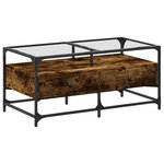 vidaXL Table basse avec dessus en verre chêne fumé 98 5x50x45 cm acier