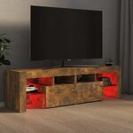 vidaXL Meuble TV avec lumières LED Chêne fumé 140x36 5x40 cm