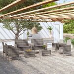 vidaXL Salon de jardin 8 Pièces avec coussins résine tressée gris
