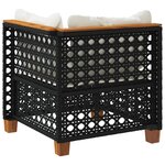 vidaXL Canapé d'angle de jardin avec coussins noir résine tressée