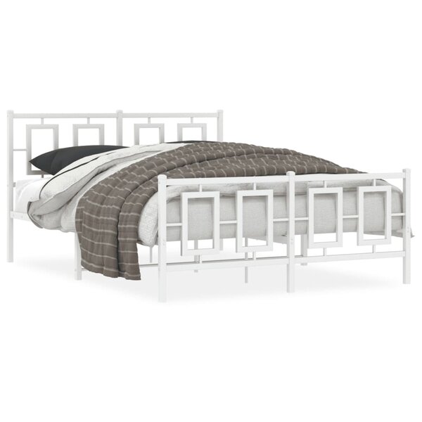 vidaXL Cadre de lit métal avec tête de lit/pied de lit blanc 140x190cm
