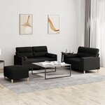 vidaXL Ensemble de canapés 3 Pièces avec coussins noir tissu