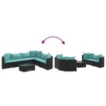 vidaXL Salon de jardin 7 Pièces avec coussins noir résine tressée