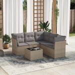 vidaXL Salon de jardin avec coussins 6 Pièces beige résine tressée
