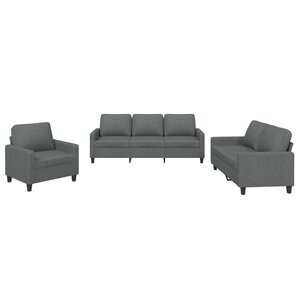 vidaXL Ensemble de canapés 3 Pièces avec coussins Gris foncé Tissu