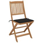 vidaXL Chaises pliables de jardin lot de 4 avec coussins Bois d'acacia
