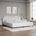 vidaXL Cadre de lit avec lumières LED blanc 200x200 cm similicuir