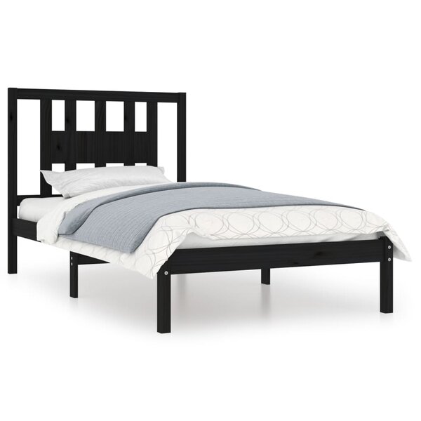 vidaXL Cadre de lit sans matelas noir bois massif 100x200 cm
