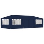 vidaXL Tente de réception avec parois latérales 4x9 m Bleu 90 g/m²