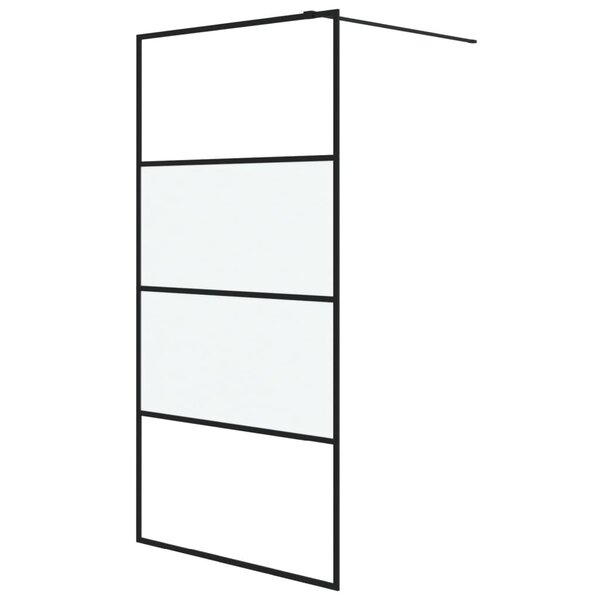 vidaXL Paroi de douche Noir 100x195 cm Verre ESG demi-dépoli
