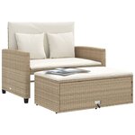 vidaXL Canapé de jardin avec coussins 2 places beige résine tressée