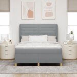 Lit à ressort box avec matelas Gris clair 140x200 cm Tissu
