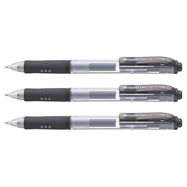 Stylo roller à encre gel Hybrid Gel Grip K157  noir x 3 PENTEL