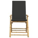 vidaXL Chaises de bistro pliantes lot de 6 coussins gris foncé bambou