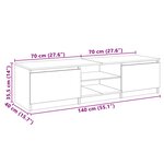 vidaXL Meuble TV avec lumières LED Chêne fumé 140x40x35 5 cm