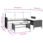 vidaXL Canapé de jardin avec table et coussins en forme de L noir