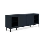 Meuble TV - CARACAS - 180 x 68 x 40 cm -2 portes vitrées + 2 portes - Bleu navy