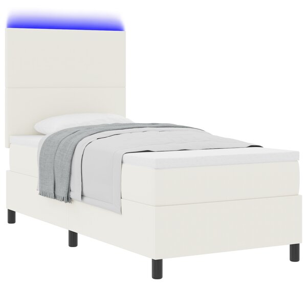 vidaXL Lit à ressorts avec matelas & LED crème 80x200 cm en velours côtelé