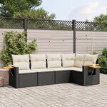 vidaXL Salon de jardin 5 Pièces avec coussins noir résine tressée