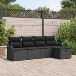 vidaXL Ensemble de Canapés de Jardin 5 Pièces avec Coussins Rotin Noir