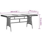 vidaXL Table de jardin Noir 160x70x72 cm Résine tressée et acacia