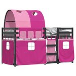 vidaXL Lit superposé avec rideaux rose 90x200 cm bois pin massif