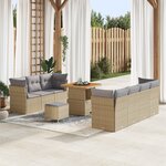 vidaXL Ensemble de Canapés de Jardin de 10 pièces avec Coussins en Poly Rotin Beige