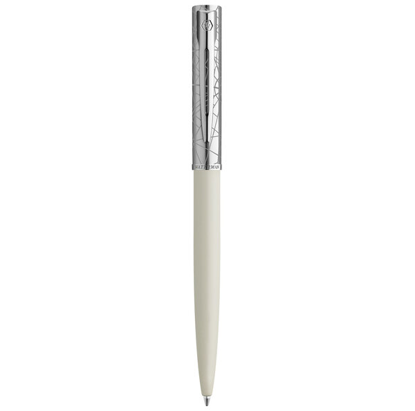 Stylo bille waterman allure deluxe blanc  recharge bleue pointe moyenne  coffret cadeau