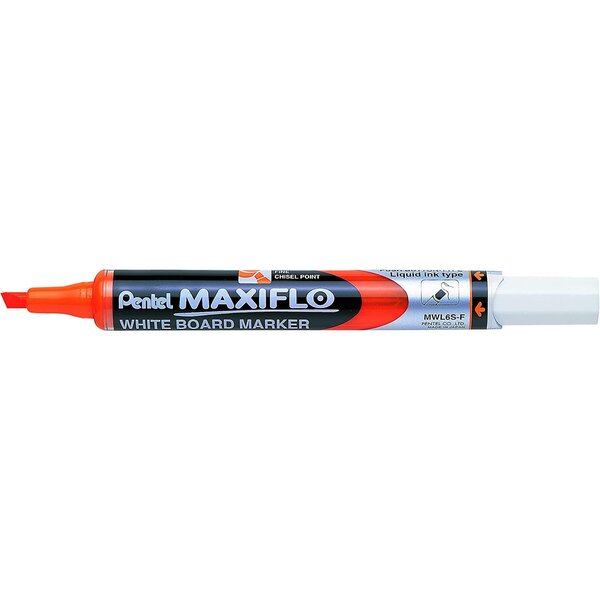 Marqueur tableaux blancs maxiflo  pointe biseautée moyenne  orange x 12 pentel