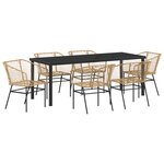 vidaXL Set de jardin 7 pièces Marron Rattan Poly