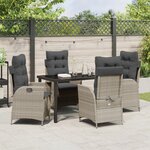 vidaXL Ensemble de jardin 5 pièces avec coussins Gris clair Poly rotin