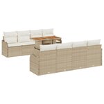 Ensemble de Canapé de Jardin 9 pièces Beige Rattan Poly Acacia