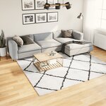 vidaXL Tapis shaggy à poils longs moderne crème et noir 240x240 cm