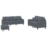 vidaXL Ensemble de canapés 3 Pièces avec coussins Gris foncé Velours