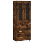 vidaXL Buffet haut Chêne fumé 69 5x34x180 cm Bois d'ingénierie