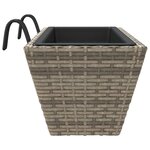 vidaXL Jardinières avec crochets 2 Pièces gris résine tressée