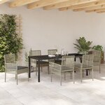 vidaXL Ensemble de Salle à Manger de Jardin 7 Pièces avec Coussins Gris Clair Rotin Synthétique