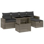 vidaXL Salon de jardin 6 Pièces avec coussins gris résine tressée